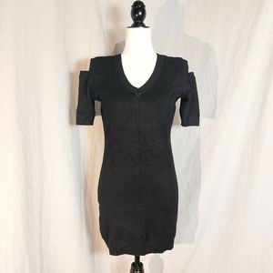 Fille a Suivre black knit short-sleeve cold-shoulder bodycon mini, EU-XL, NWOT